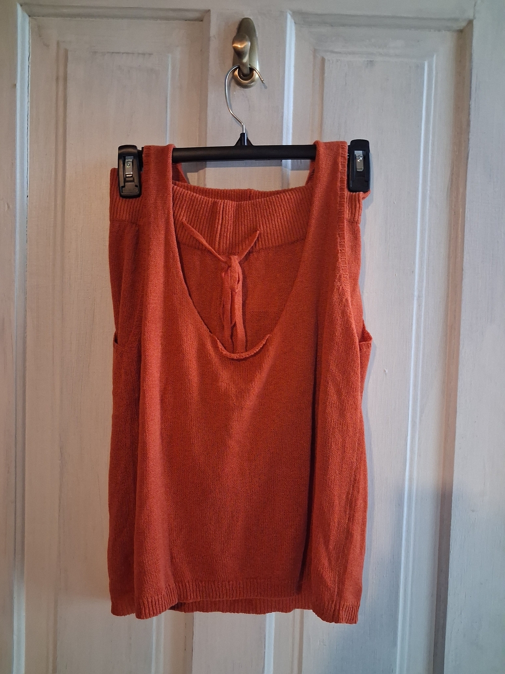 Women's Rust Orange Sleeveless Knit Top With Matching Shorts Size Small